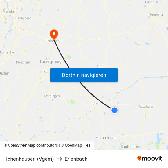 Ichenhausen (Vgem) to Erlenbach map