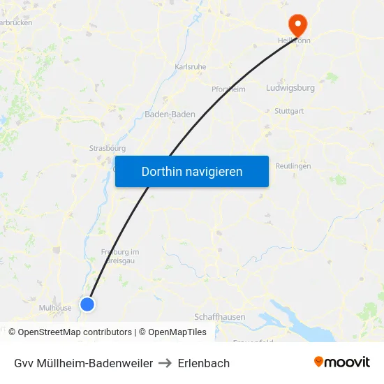 Gvv Müllheim-Badenweiler to Erlenbach map