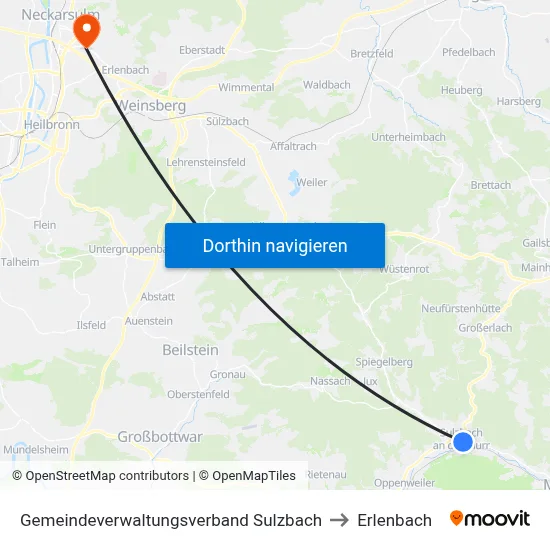 Gemeindeverwaltungsverband Sulzbach to Erlenbach map