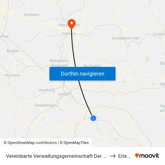 Vereinbarte Verwaltungsgemeinschaft Der Stadt Kirchheim Unter Teck to Erlenbach map