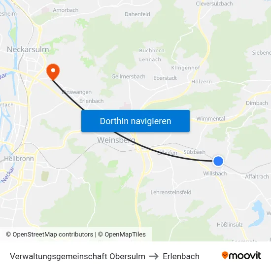 Verwaltungsgemeinschaft Obersulm to Erlenbach map