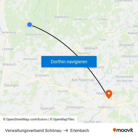 Verwaltungsverband Schönau to Erlenbach map