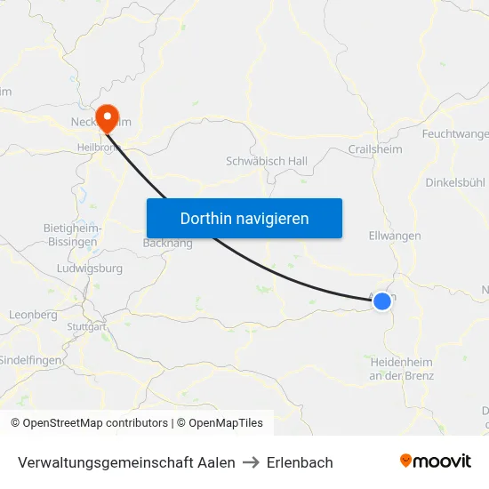 Verwaltungsgemeinschaft Aalen to Erlenbach map