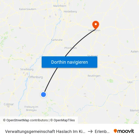 Verwaltungsgemeinschaft Haslach Im Kinzigtal to Erlenbach map