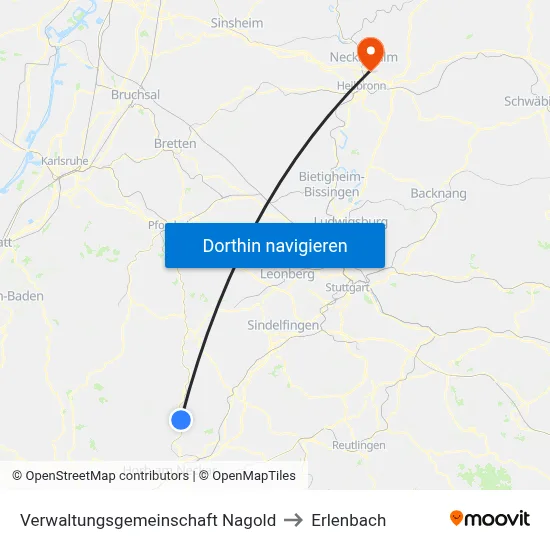 Verwaltungsgemeinschaft Nagold to Erlenbach map