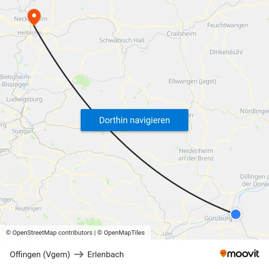 Offingen (Vgem) to Erlenbach map