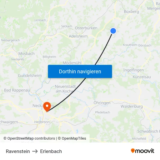 Ravenstein to Erlenbach map