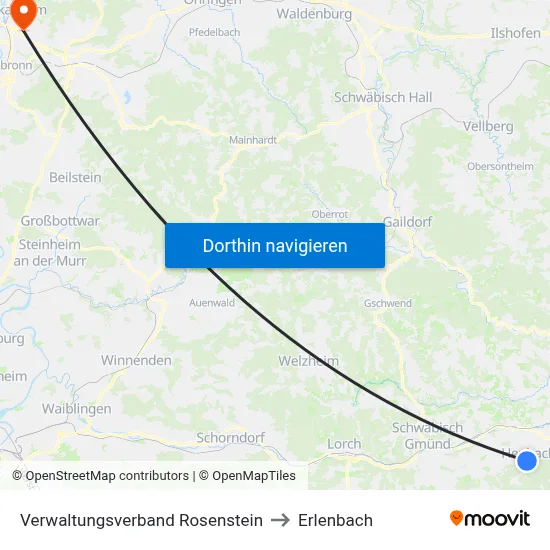 Verwaltungsverband Rosenstein to Erlenbach map