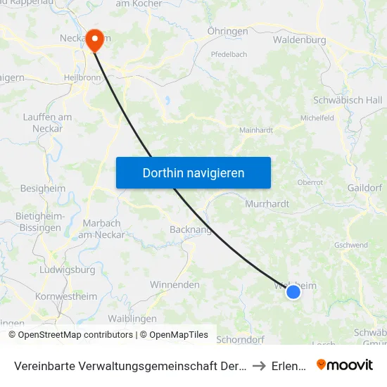 Vereinbarte Verwaltungsgemeinschaft Der Stadt Welzheim to Erlenbach map