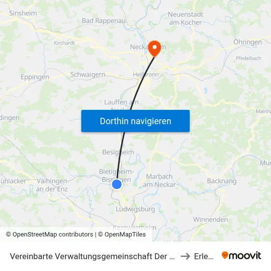 Vereinbarte Verwaltungsgemeinschaft Der Stadt Bietigheim-Bissingen to Erlenbach map