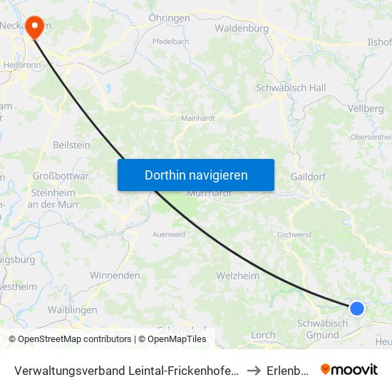 Verwaltungsverband Leintal-Frickenhofer Höhe to Erlenbach map
