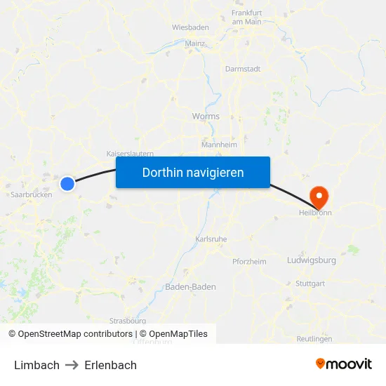 Limbach to Erlenbach map