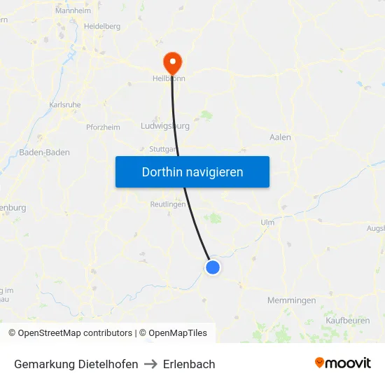 Gemarkung Dietelhofen to Erlenbach map