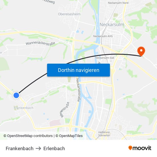 Frankenbach to Erlenbach map