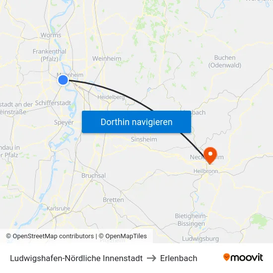 Ludwigshafen-Nördliche Innenstadt to Erlenbach map