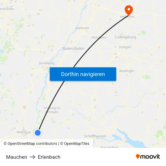 Mauchen to Erlenbach map