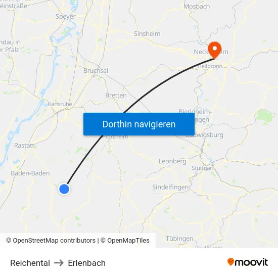 Reichental to Erlenbach map