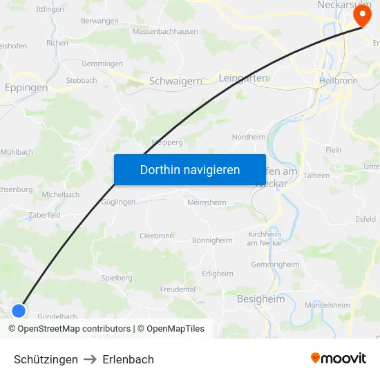 Schützingen to Erlenbach map