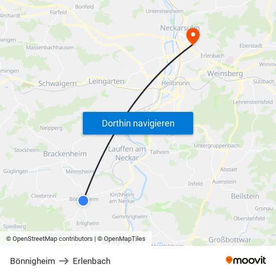 Bönnigheim to Erlenbach map