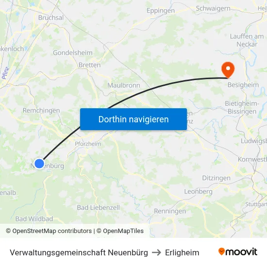 Verwaltungsgemeinschaft Neuenbürg to Erligheim map