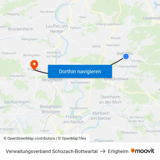 Verwaltungsverband Schozach-Bottwartal to Erligheim map