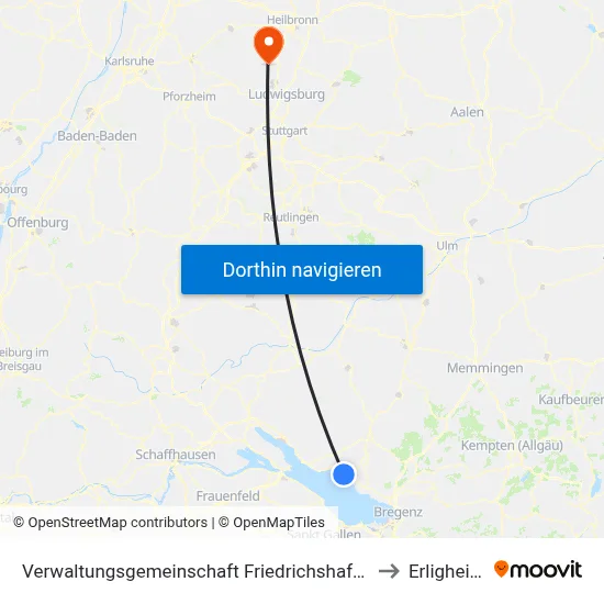 Verwaltungsgemeinschaft Friedrichshafen to Erligheim map