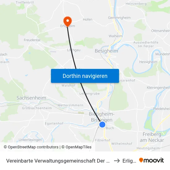 Vereinbarte Verwaltungsgemeinschaft Der Stadt Bietigheim-Bissingen to Erligheim map