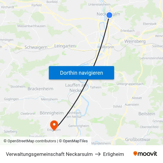 Verwaltungsgemeinschaft Neckarsulm to Erligheim map