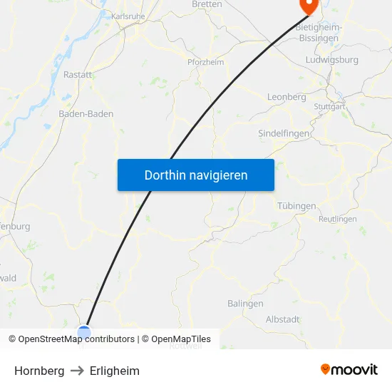 Hornberg to Erligheim map