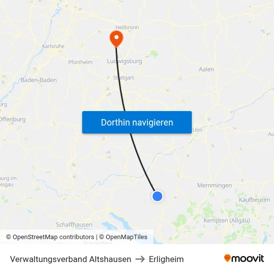 Verwaltungsverband Altshausen to Erligheim map