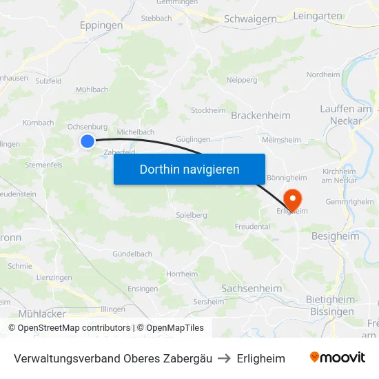 Verwaltungsverband Oberes Zabergäu to Erligheim map