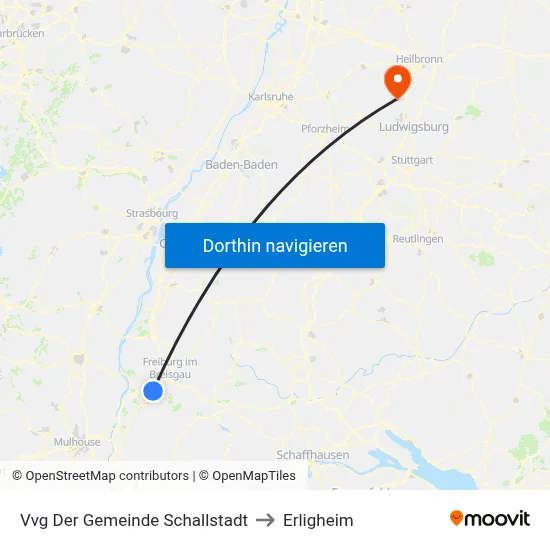 Vvg Der Gemeinde Schallstadt to Erligheim map