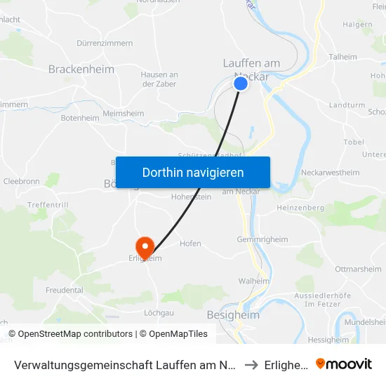 Verwaltungsgemeinschaft Lauffen am Neckar to Erligheim map