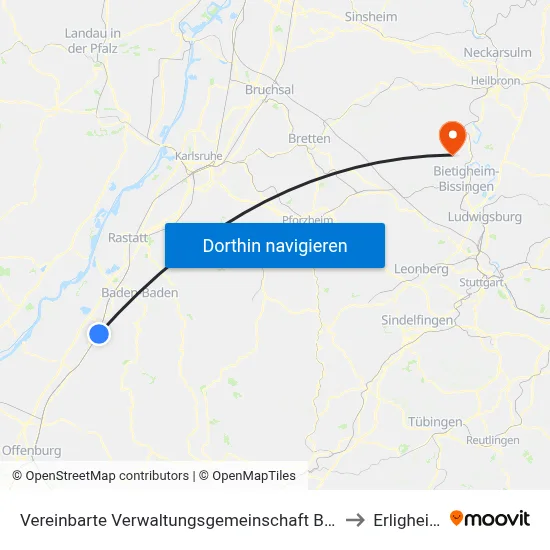 Vereinbarte Verwaltungsgemeinschaft Bühl to Erligheim map