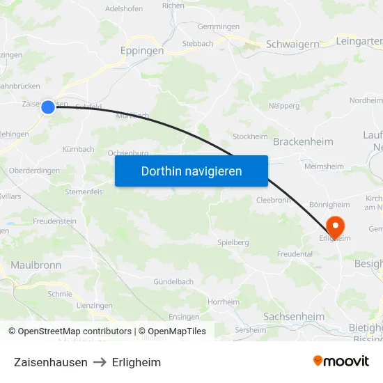 Zaisenhausen to Erligheim map