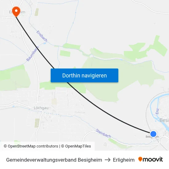 Gemeindeverwaltungsverband Besigheim to Erligheim map