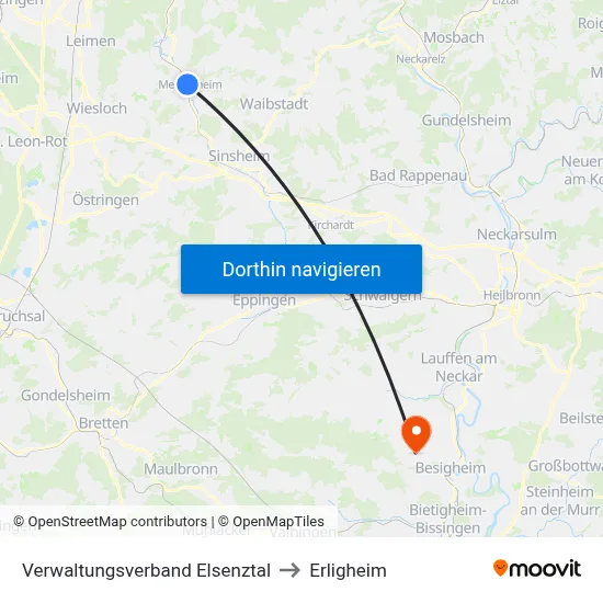 Verwaltungsverband Elsenztal to Erligheim map