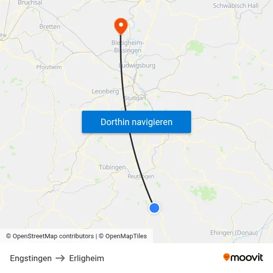 Engstingen to Erligheim map