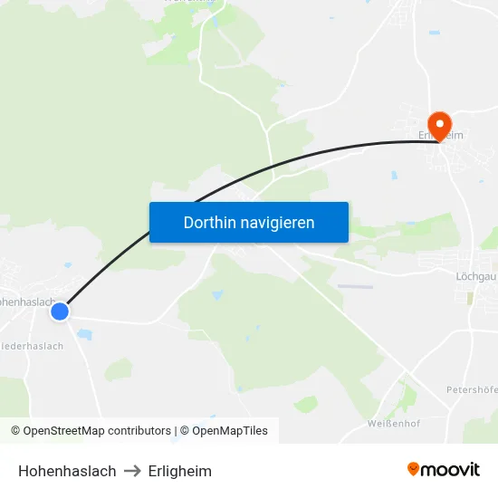 Hohenhaslach to Erligheim map