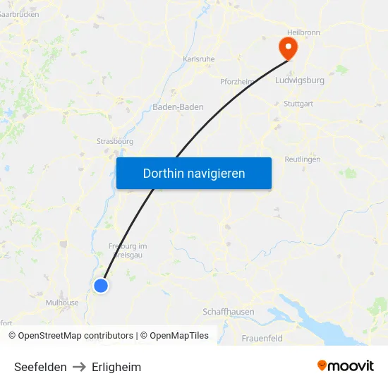 Seefelden to Erligheim map