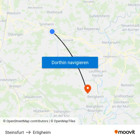 Steinsfurt to Erligheim map