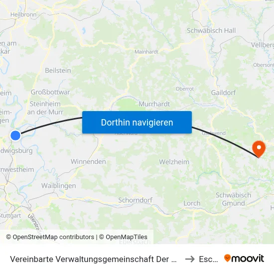 Vereinbarte Verwaltungsgemeinschaft Der Stadt Freiberg am Neckar to Eschach map