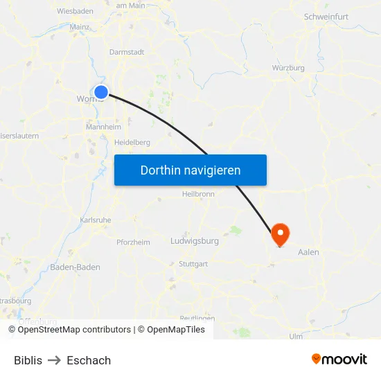 Biblis to Eschach map