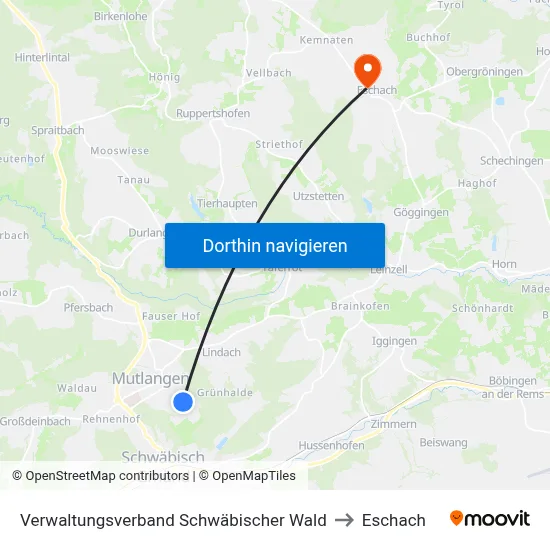 Verwaltungsverband Schwäbischer Wald to Eschach map
