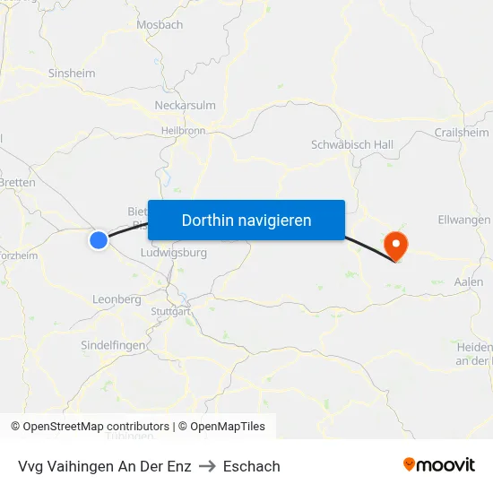 Vvg Vaihingen An Der Enz to Eschach map