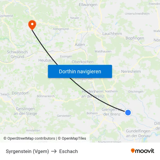 Syrgenstein (Vgem) to Eschach map