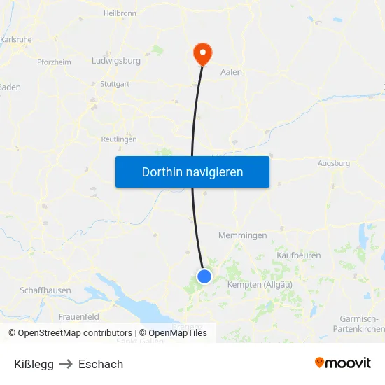 Kißlegg to Eschach map