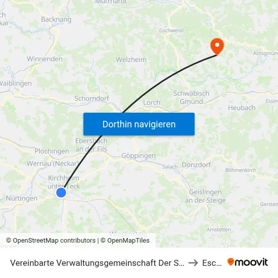 Vereinbarte Verwaltungsgemeinschaft Der Stadt Kirchheim Unter Teck to Eschach map