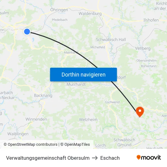 Verwaltungsgemeinschaft Obersulm to Eschach map
