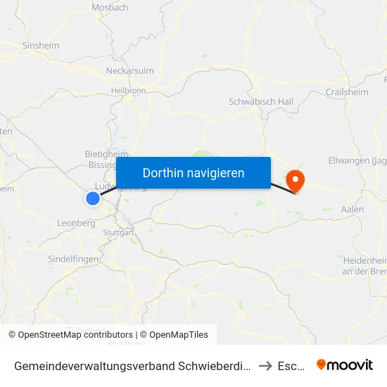Gemeindeverwaltungsverband Schwieberdingen-Hemmingen to Eschach map
